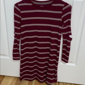 maroon striped dress